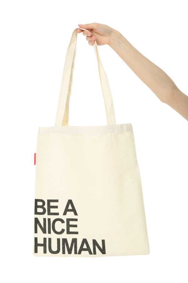 Be a Nice Human Baskılı Ham Bez Çanta