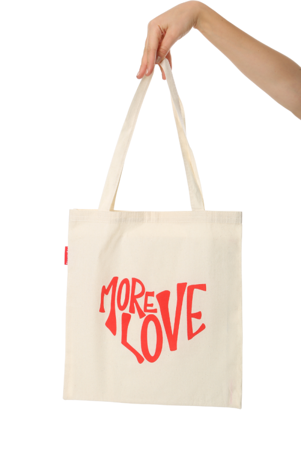More Love Kalp Baskılı Bez Çanta