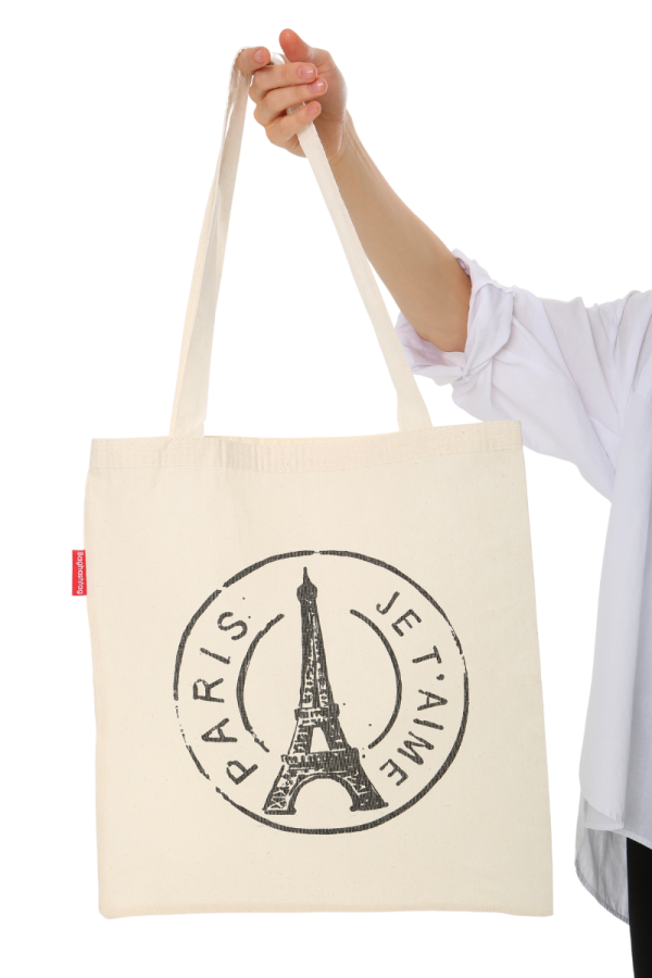 Paris Baskılı Bez Çanta