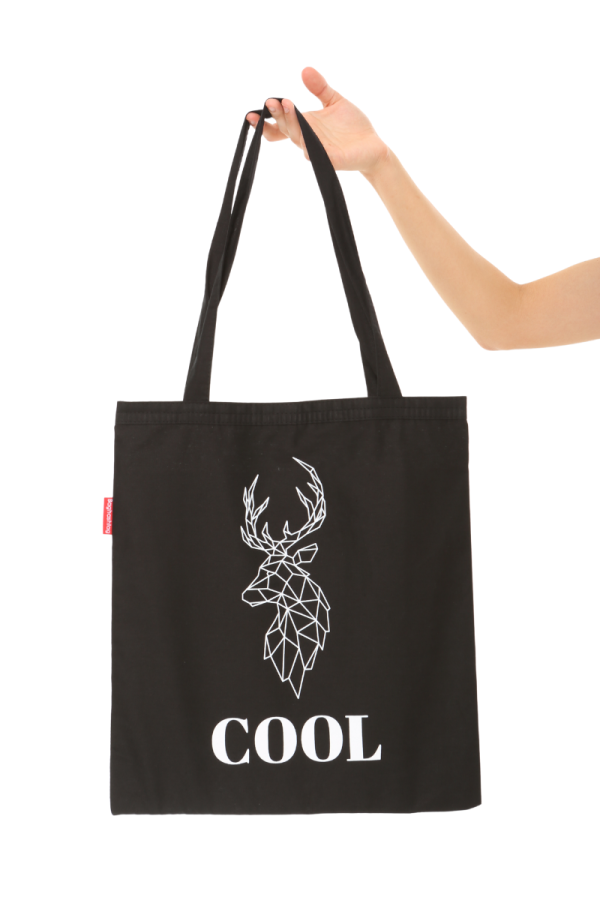 Siyah Bez Çanta Cool Geyik Baskılı