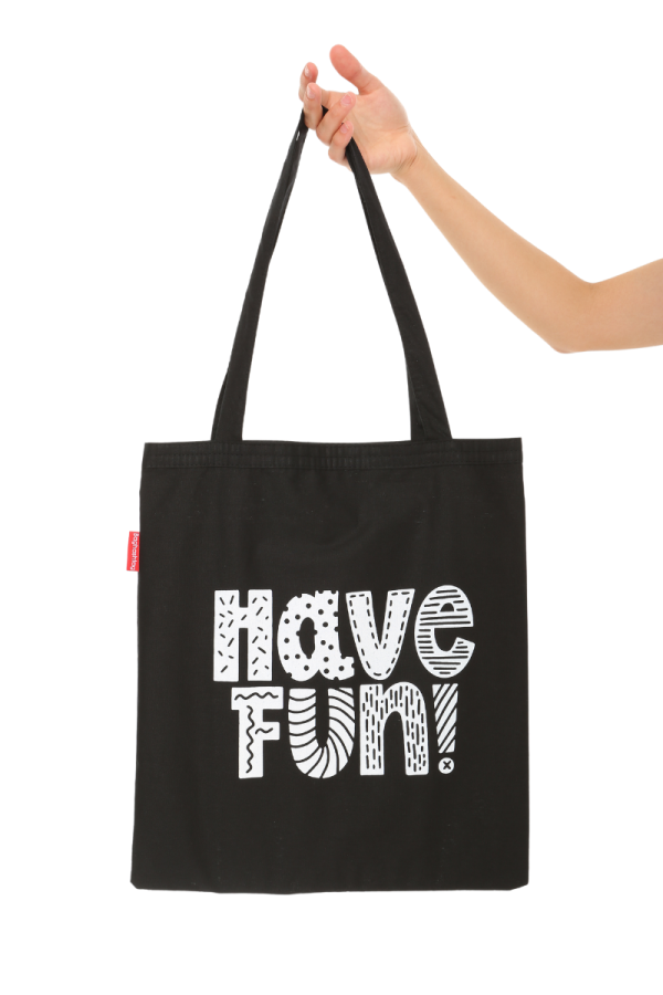 Siyah Bez Çanta Have Fun Baskılı