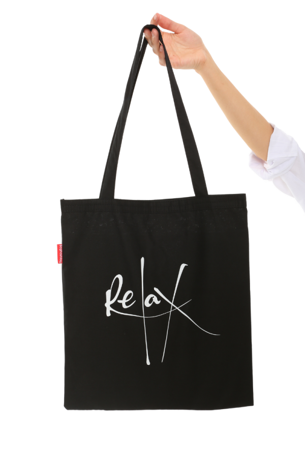 Siyah Bez Çanta Relax Baskılı