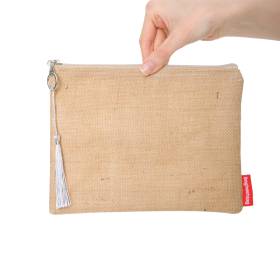 Beyaz Püsküllü Jüt Clutch Bez Çanta